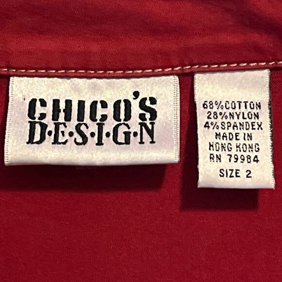 Chicos Red Jacket Shirt Button Down Womens Size 2 / L Work Casual Layer Travel - Picture 13 of 14